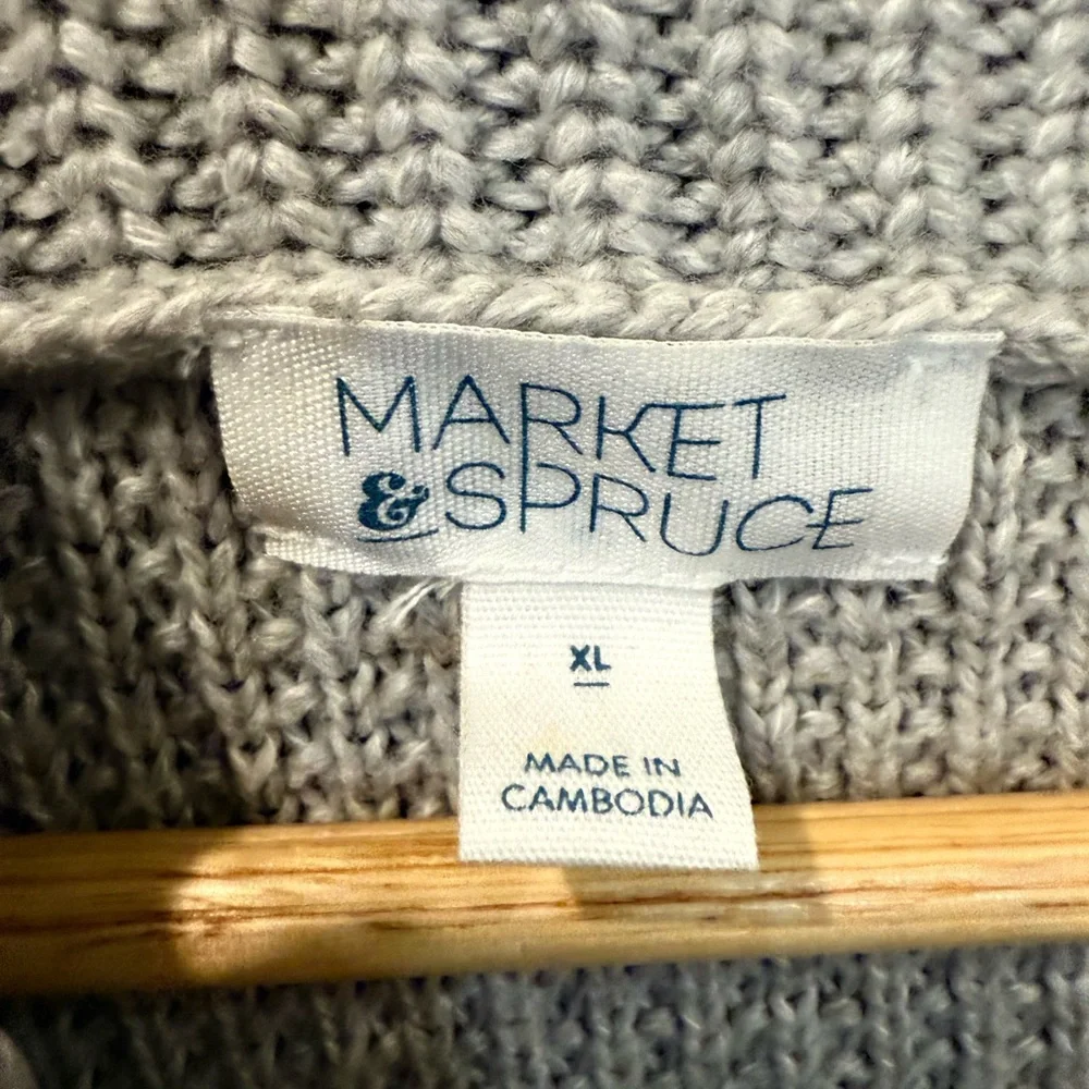 Market & Spruce Gray Cowl Neck Sweater - Picture 2 of 3